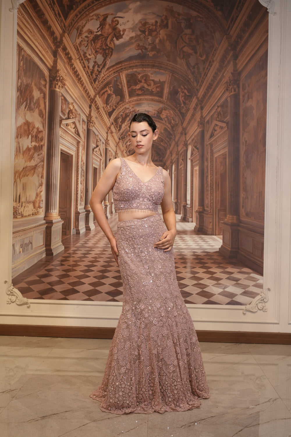 Rose Stardust Lehenga