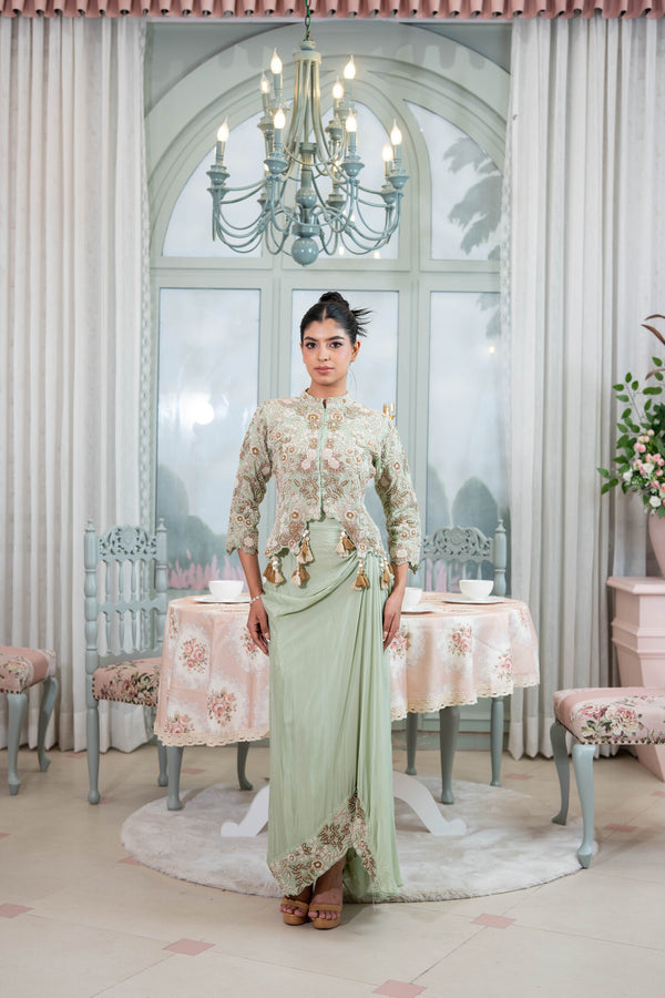 Sage Advice Draped Skirt Set