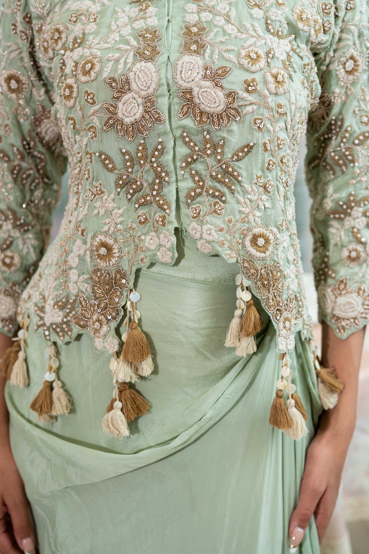 Sage Advice Draped Skirt Set