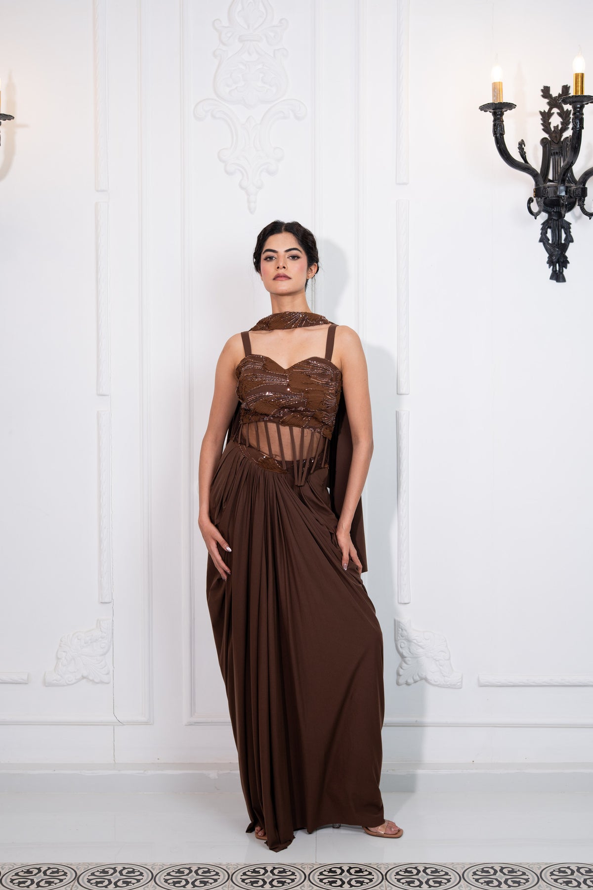 Bittersweet Draped Corset Saree Set