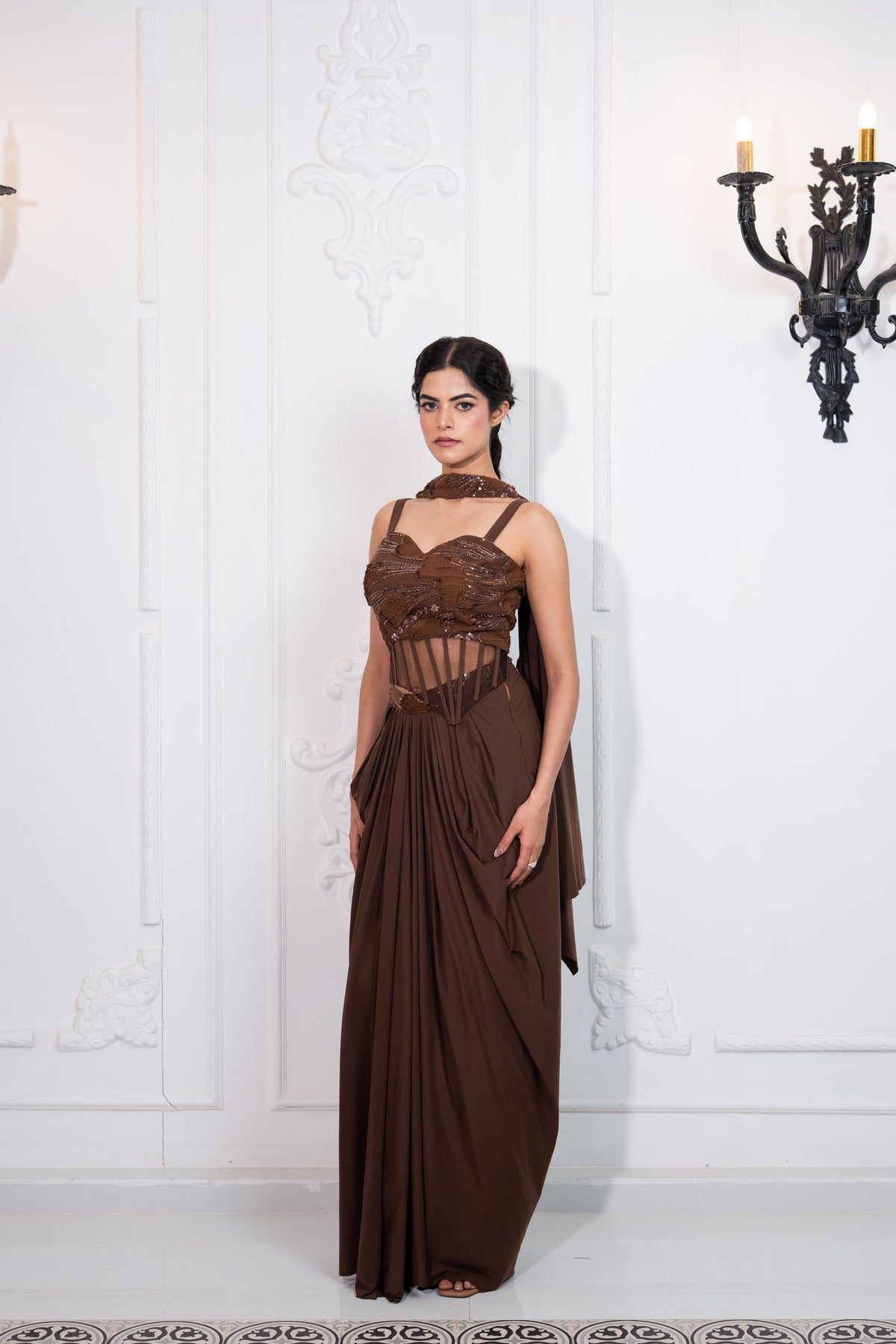 Bittersweet Draped Corset Saree Set
