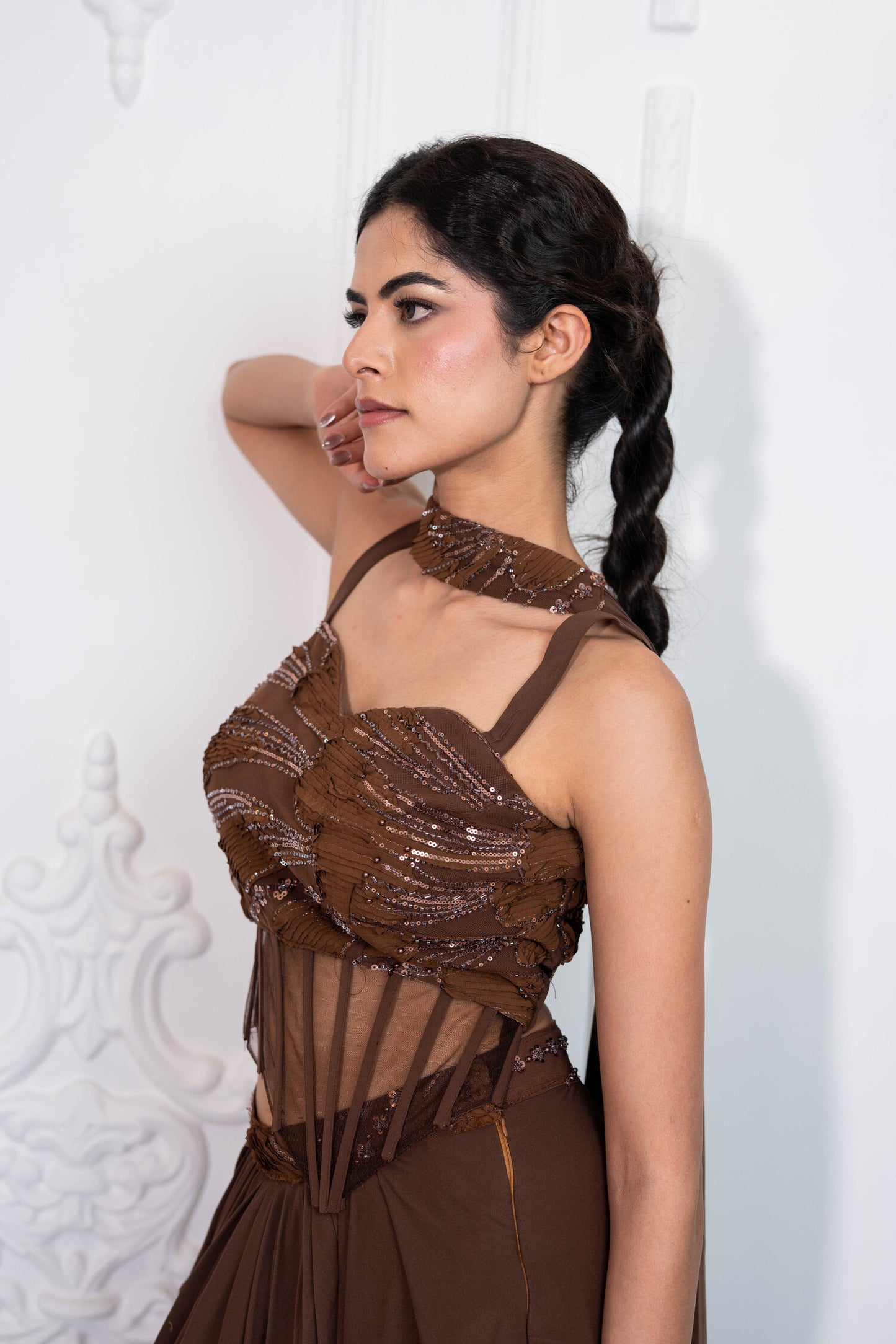 Bittersweet Draped Corset Saree Set
