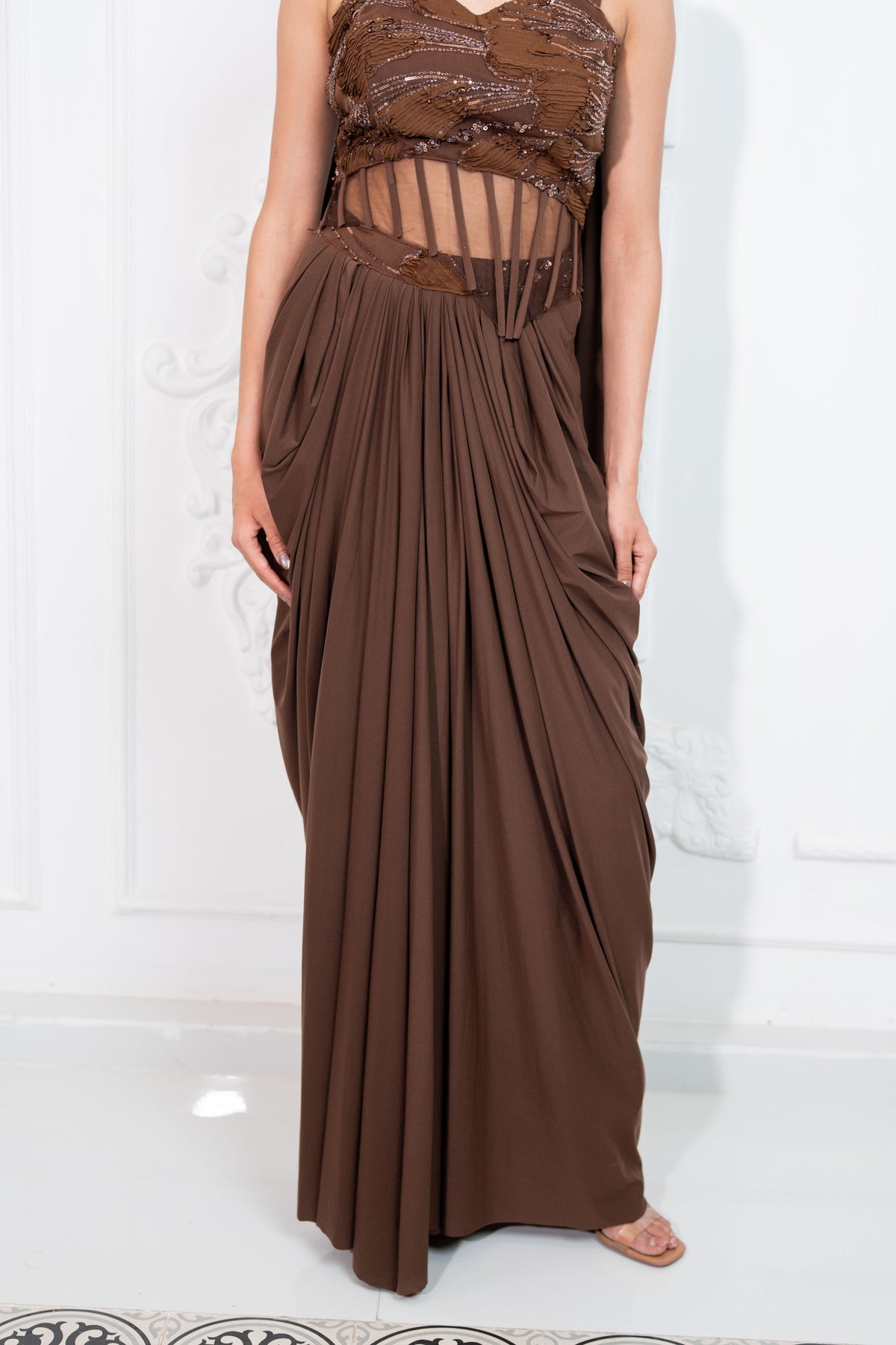 Bittersweet Draped Corset Saree Set