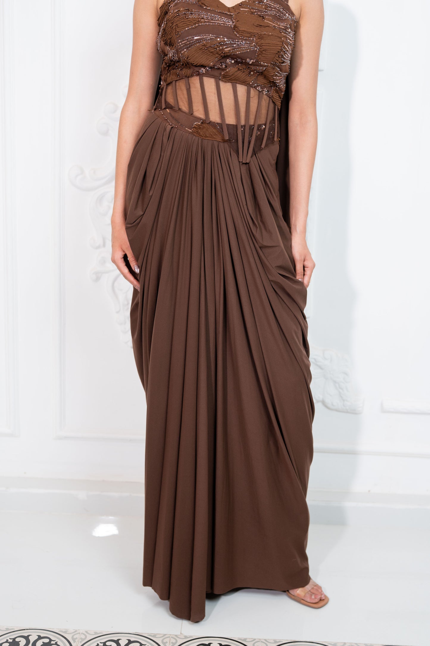 Bittersweet Draped Corset Saree Set