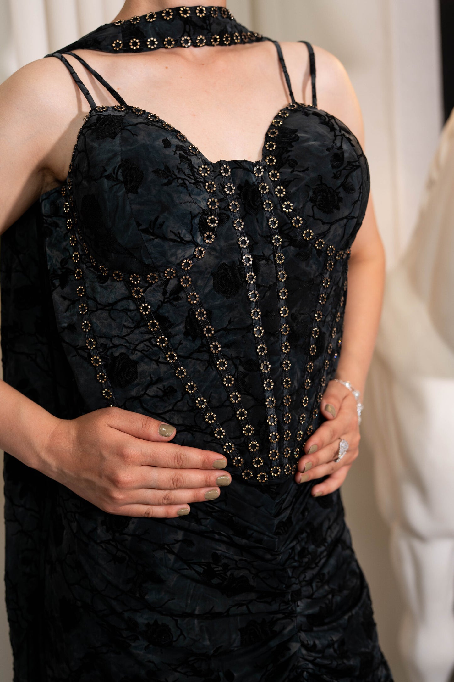 Midnight Noir Corset Drape Saree