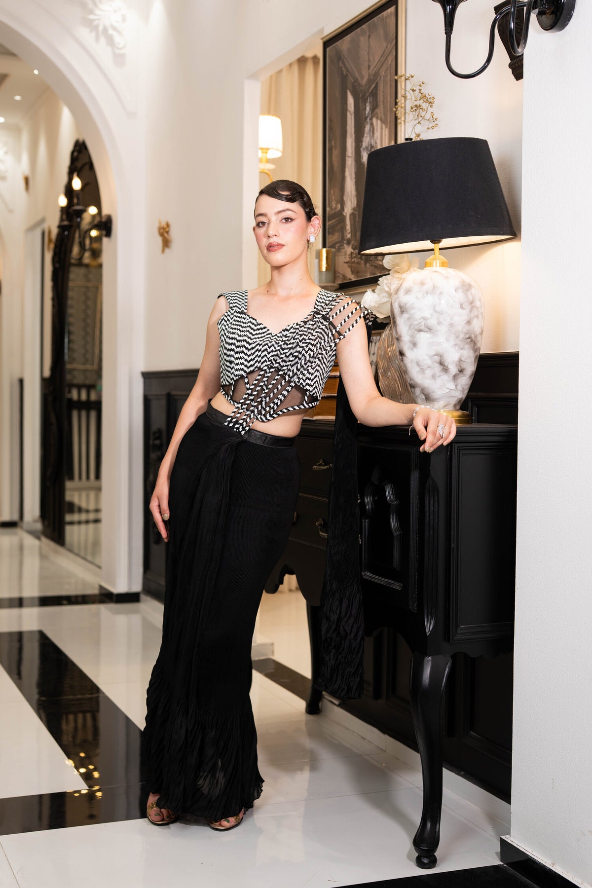 Monochrome Mirage Draped Saree