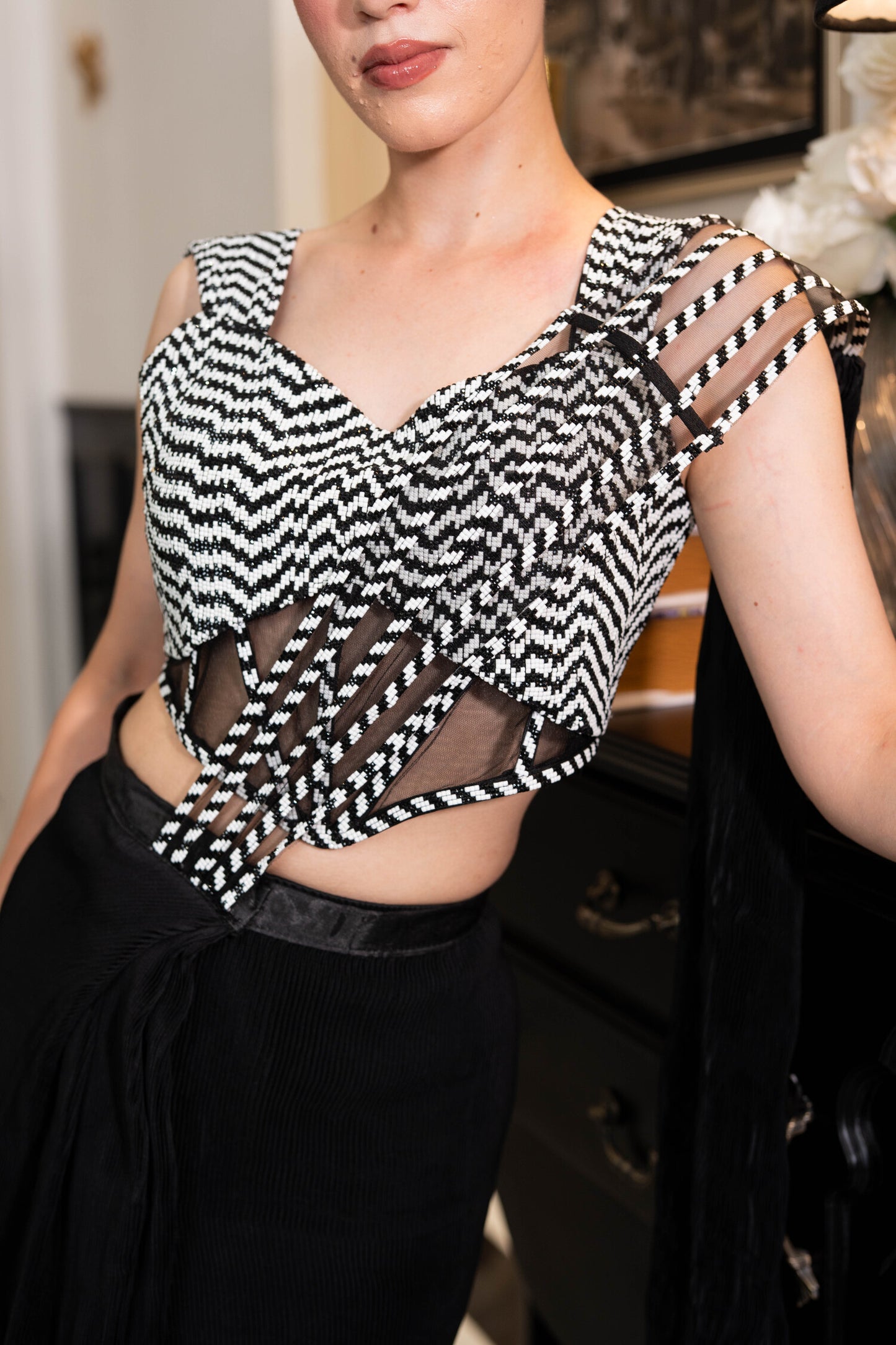 Monochrome Mirage Draped Saree