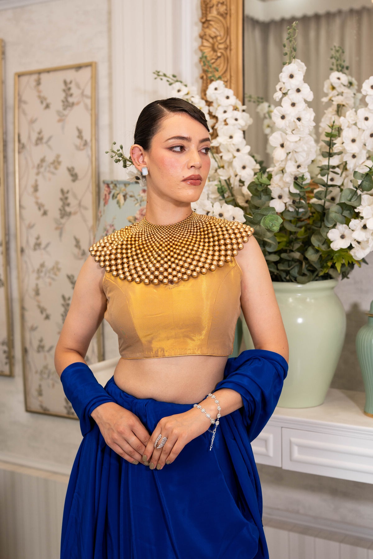 Royal Cobalt Drape Saree