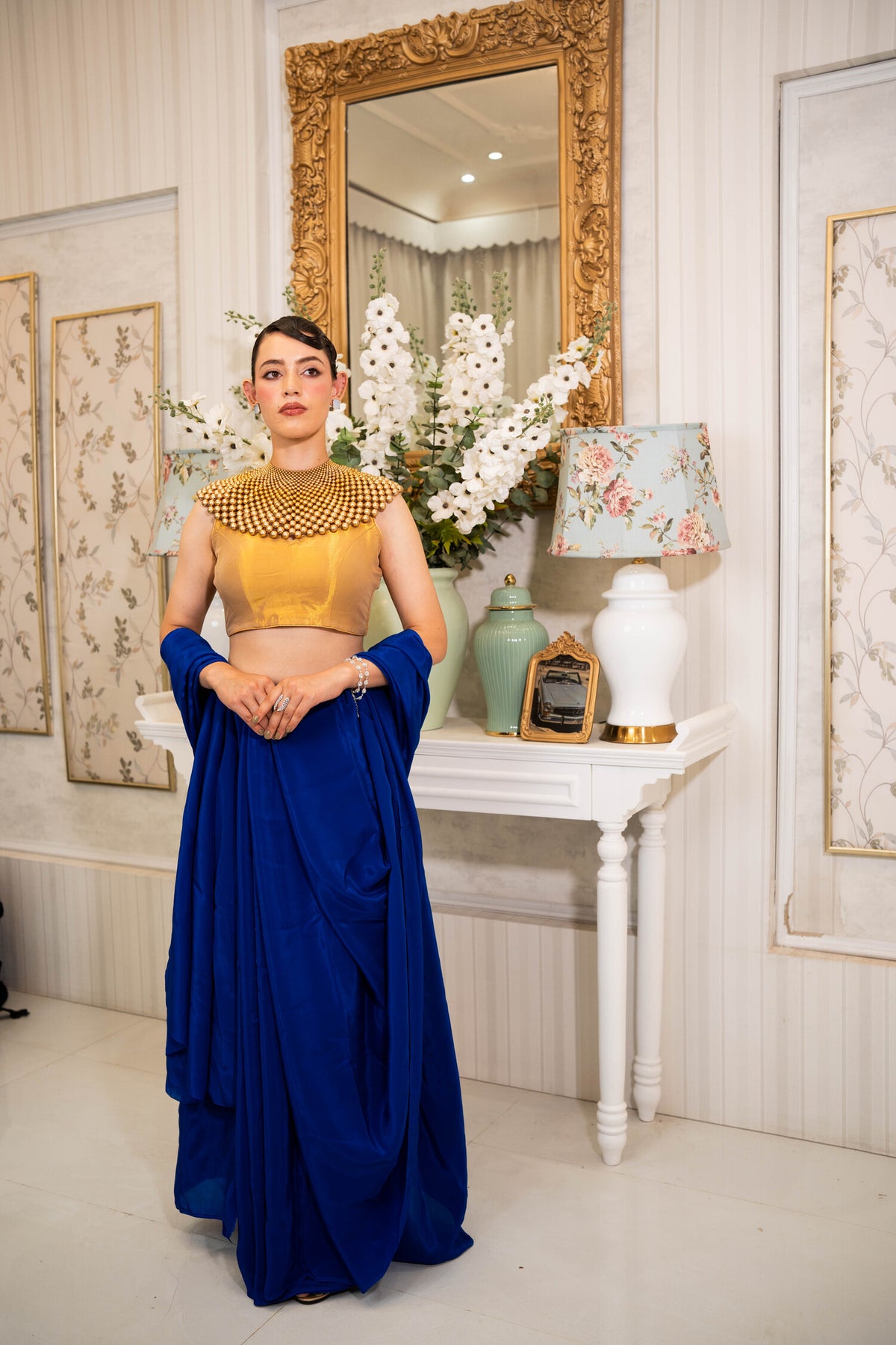 Royal Cobalt Drape Saree