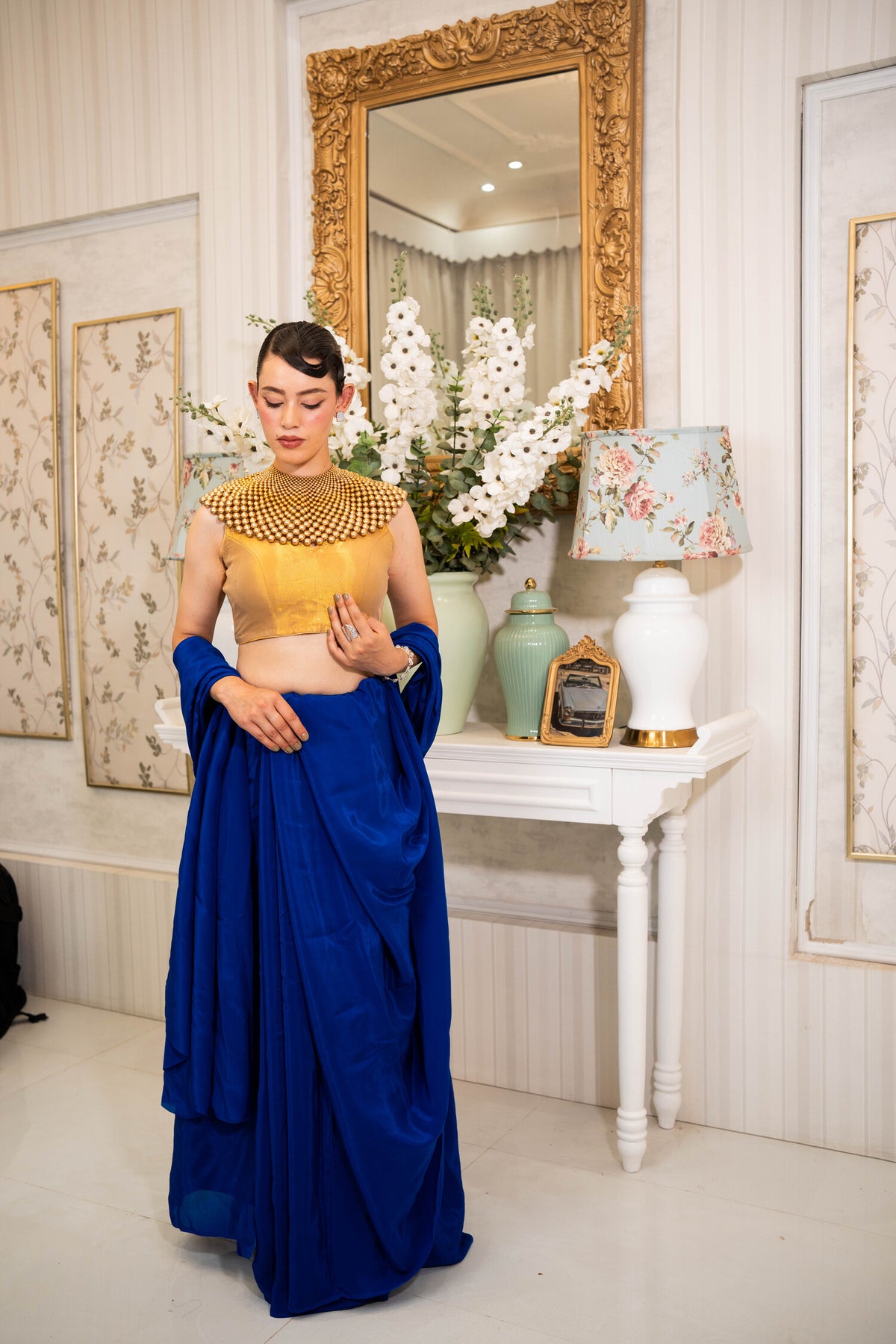 Royal Cobalt Drape Saree