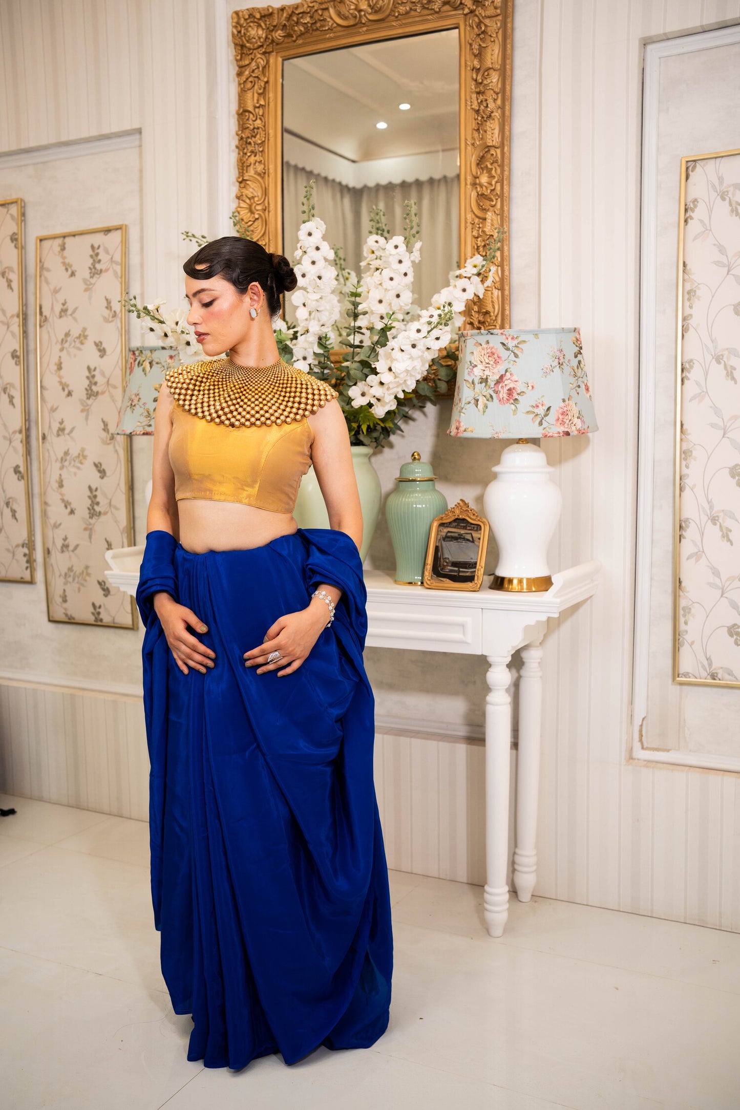 Royal Cobalt Drape Saree