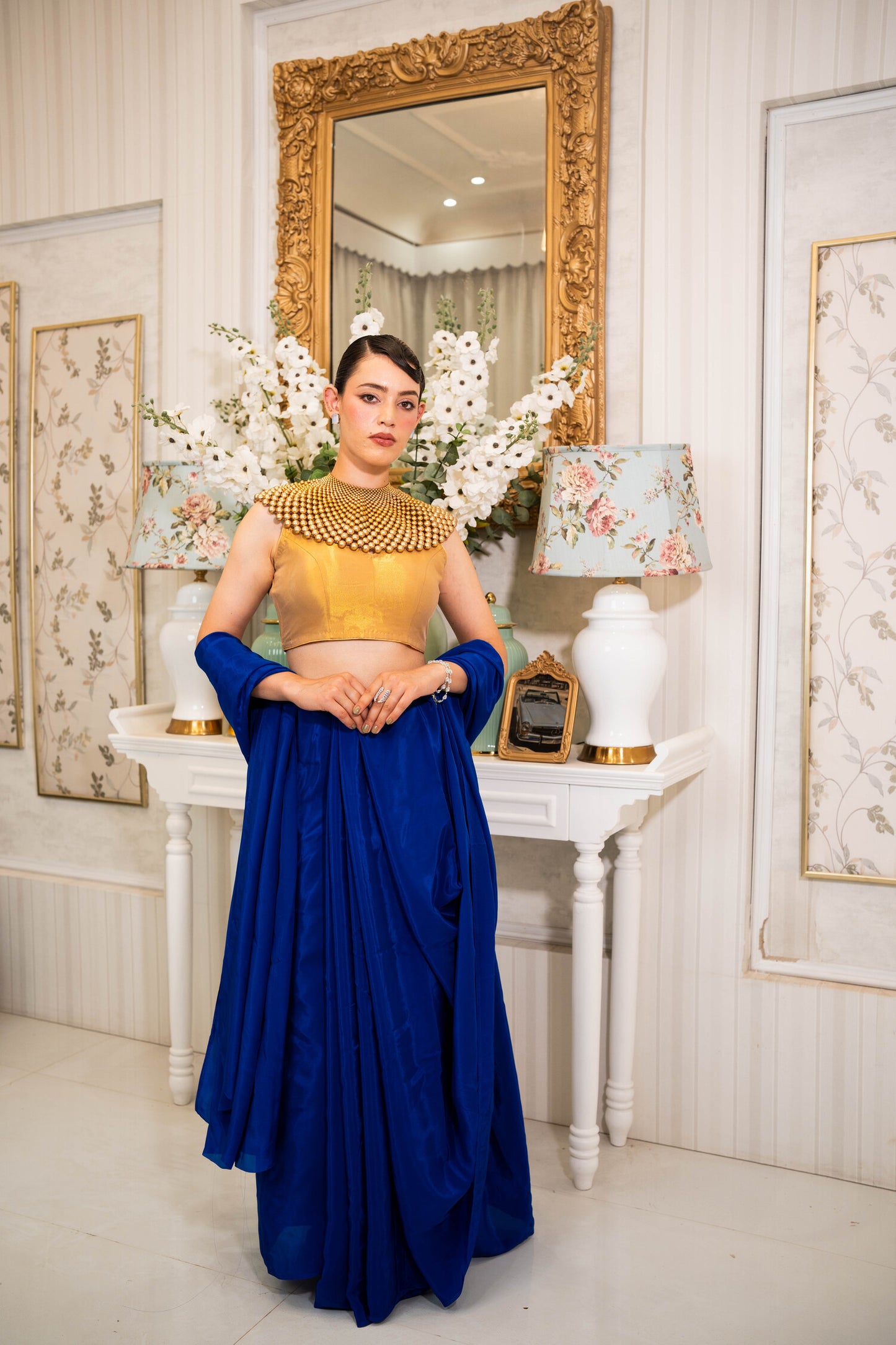 Royal Cobalt Drape Saree