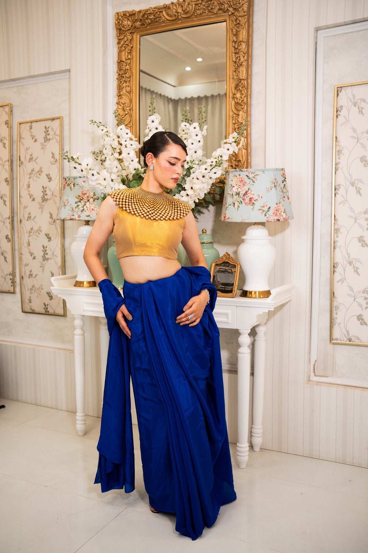 Royal Cobalt Drape Saree