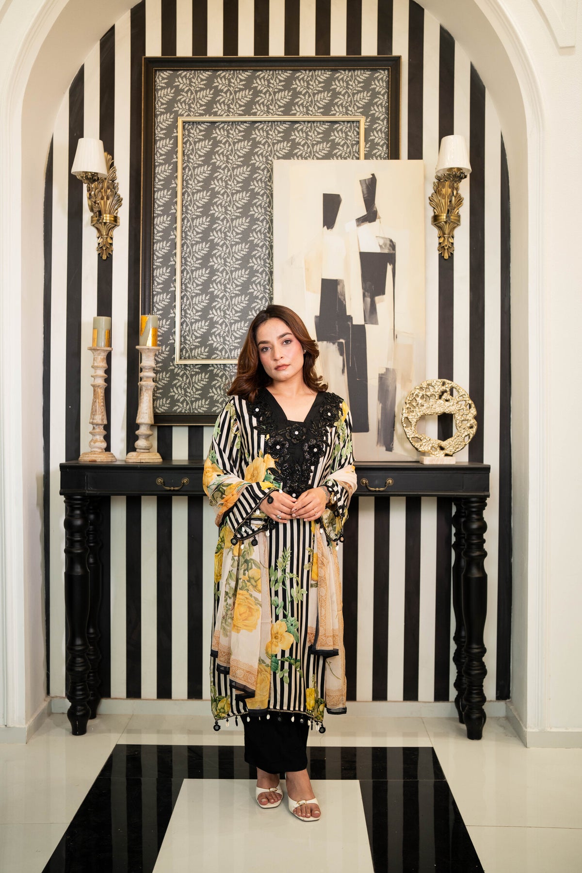 Obsidian Bloom Kaftan Set
