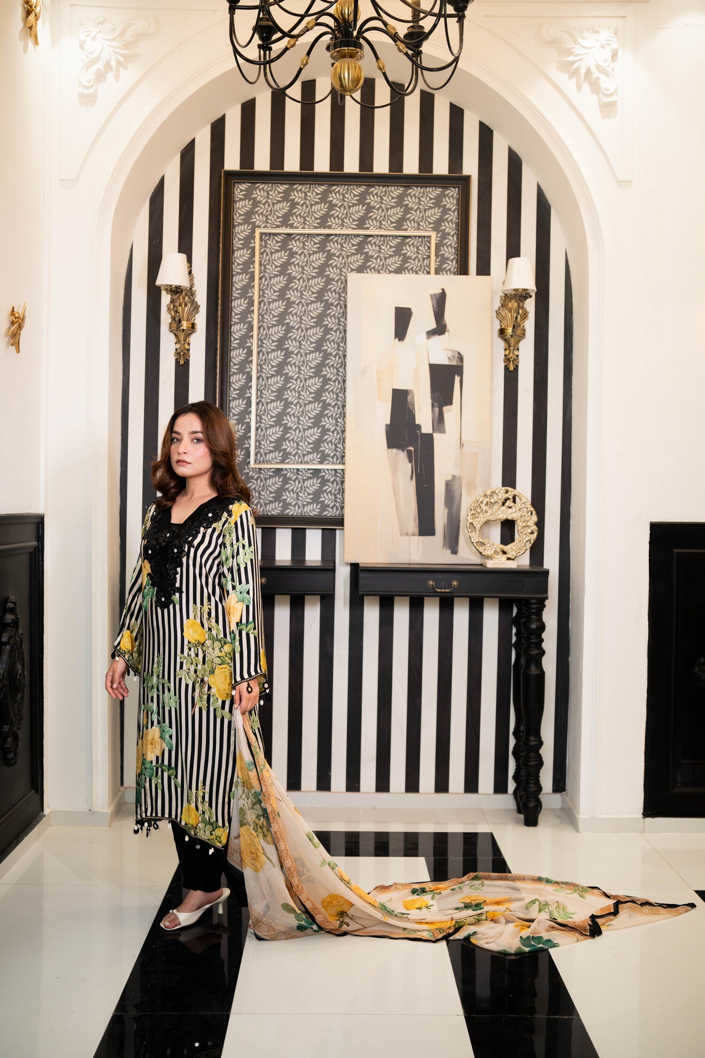 Obsidian Bloom Kaftan Set