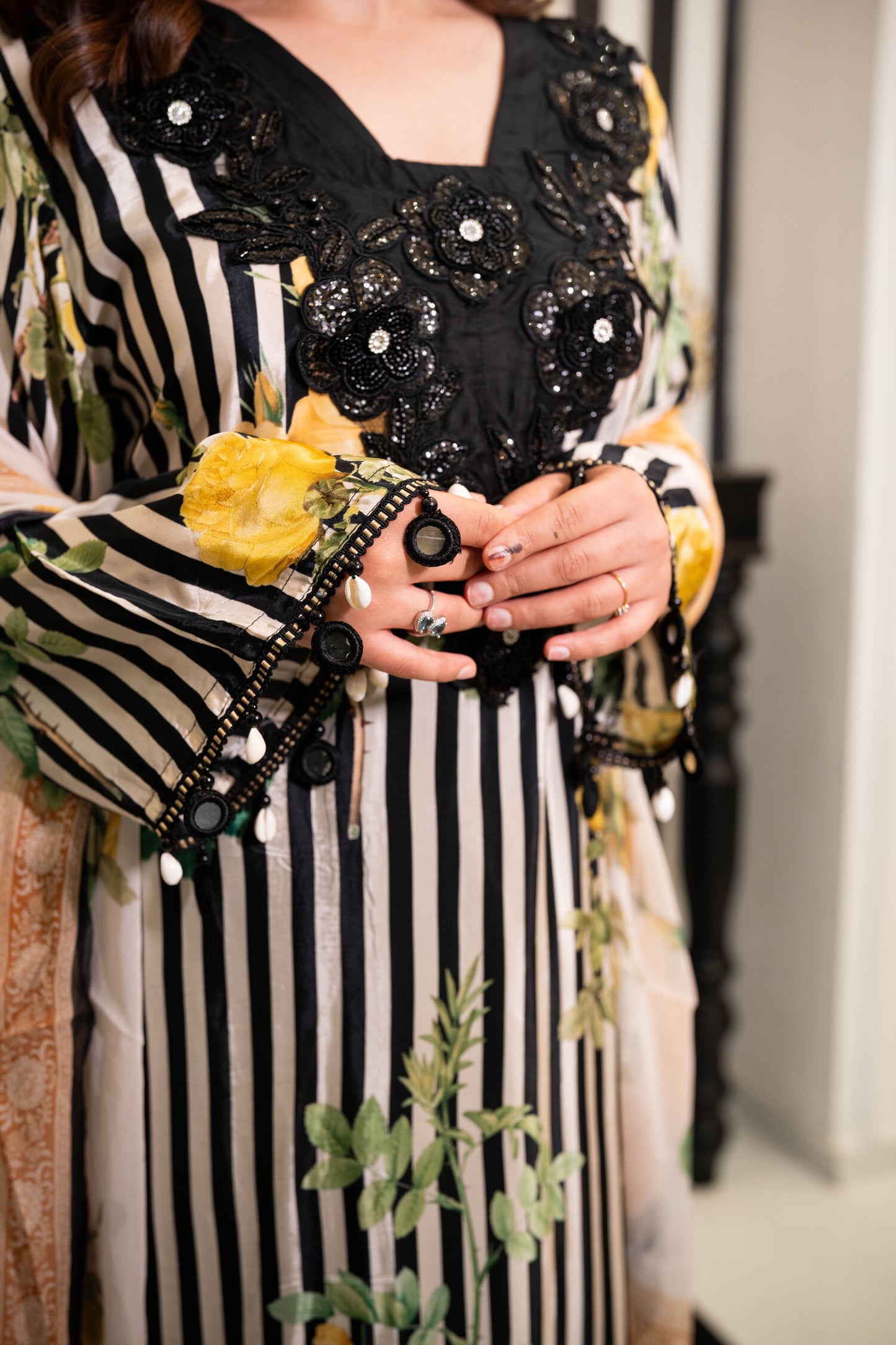 Obsidian Bloom Kaftan Set