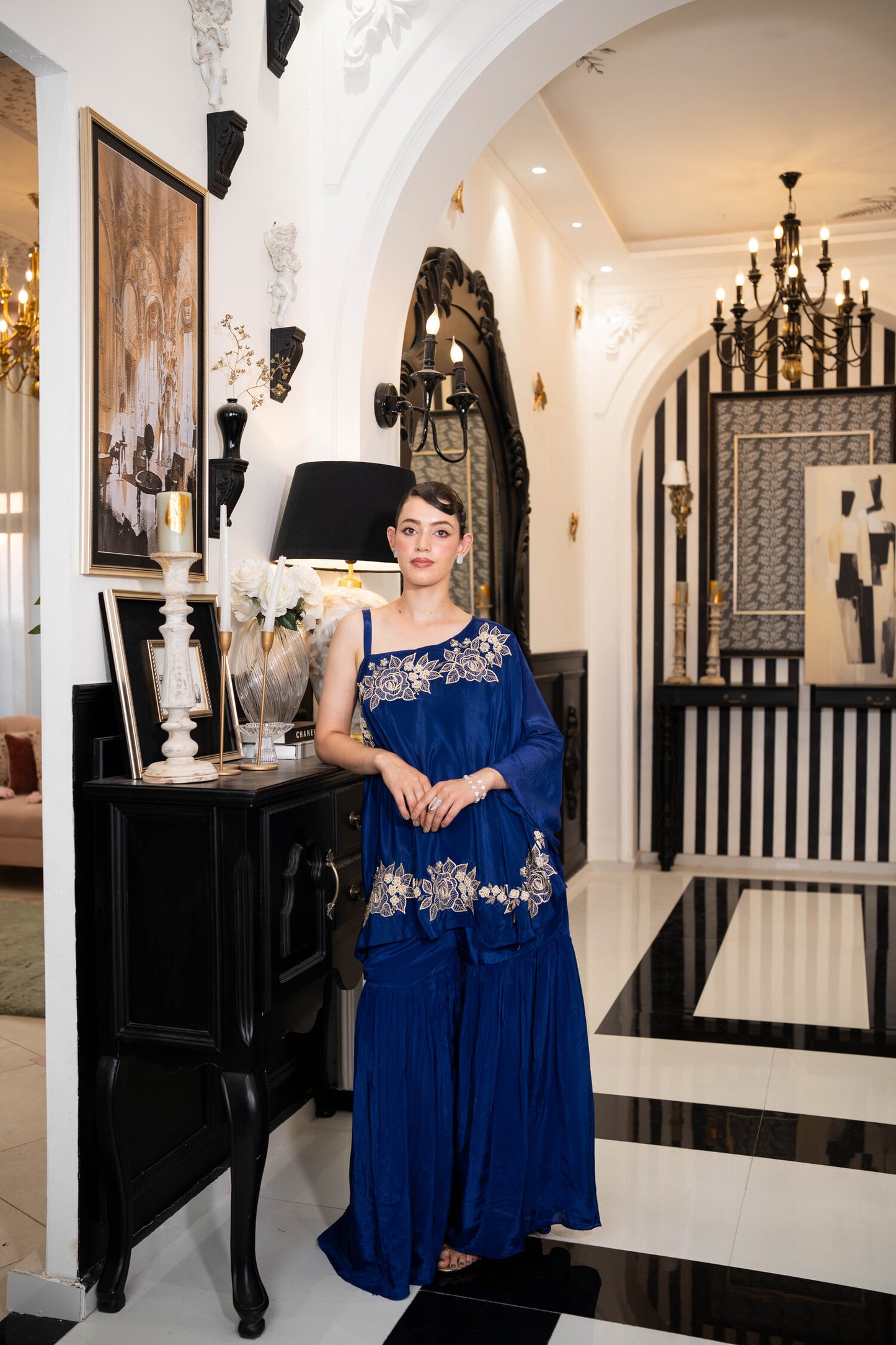 Sapphire Blossom Kaftan Set