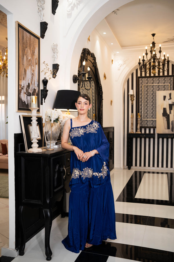 Sapphire Blossom Kaftan Set