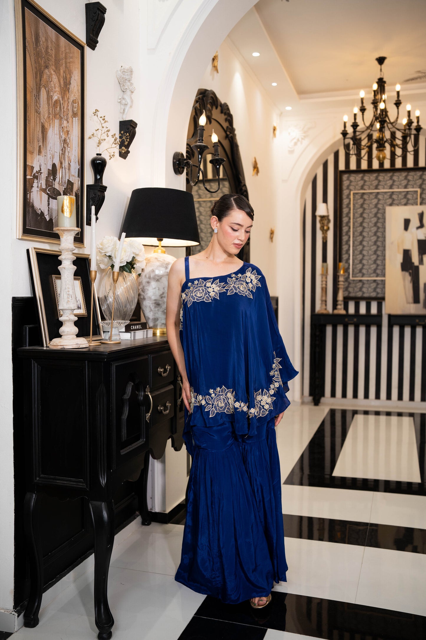 Sapphire Blossom Kaftan Set