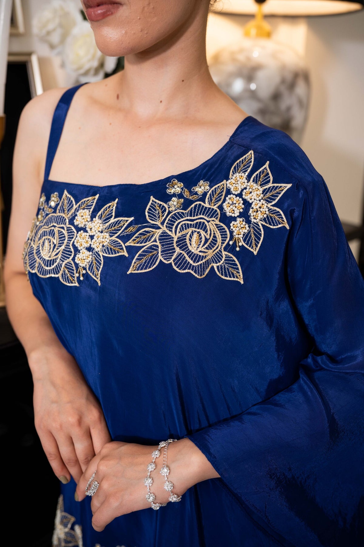 Sapphire Blossom Kaftan Set