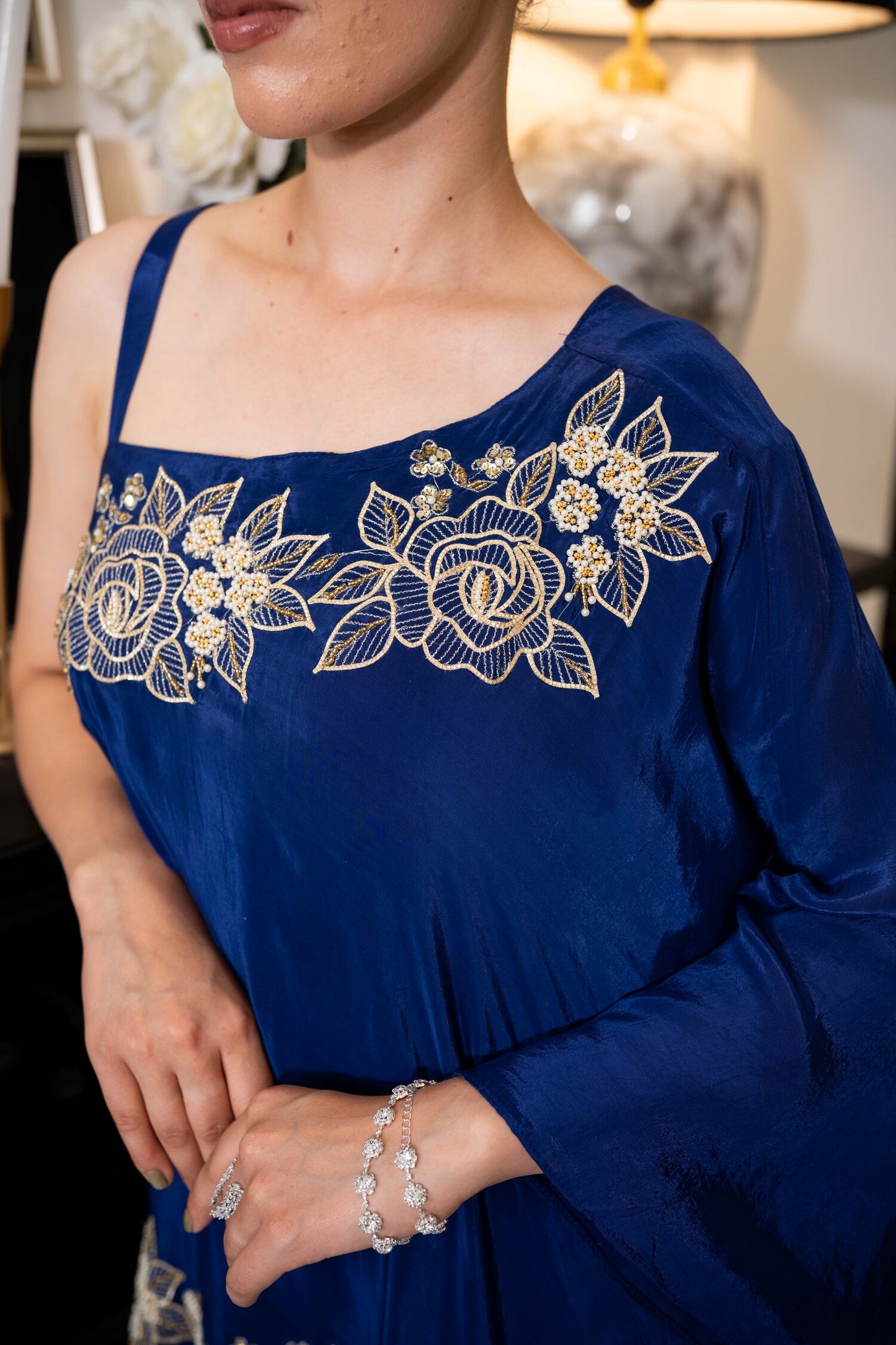 Sapphire Blossom Kaftan Set