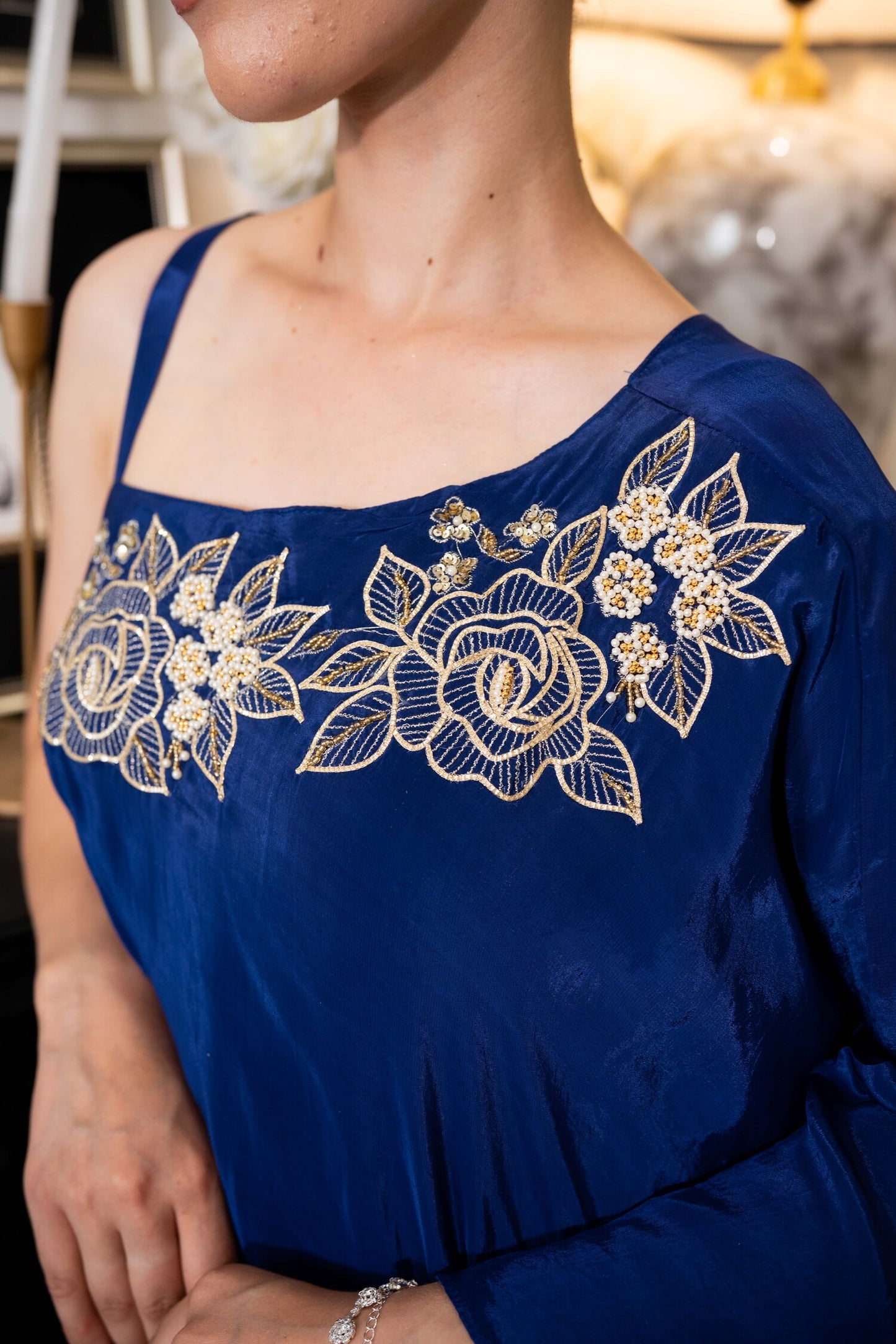 Sapphire Blossom Kaftan Set