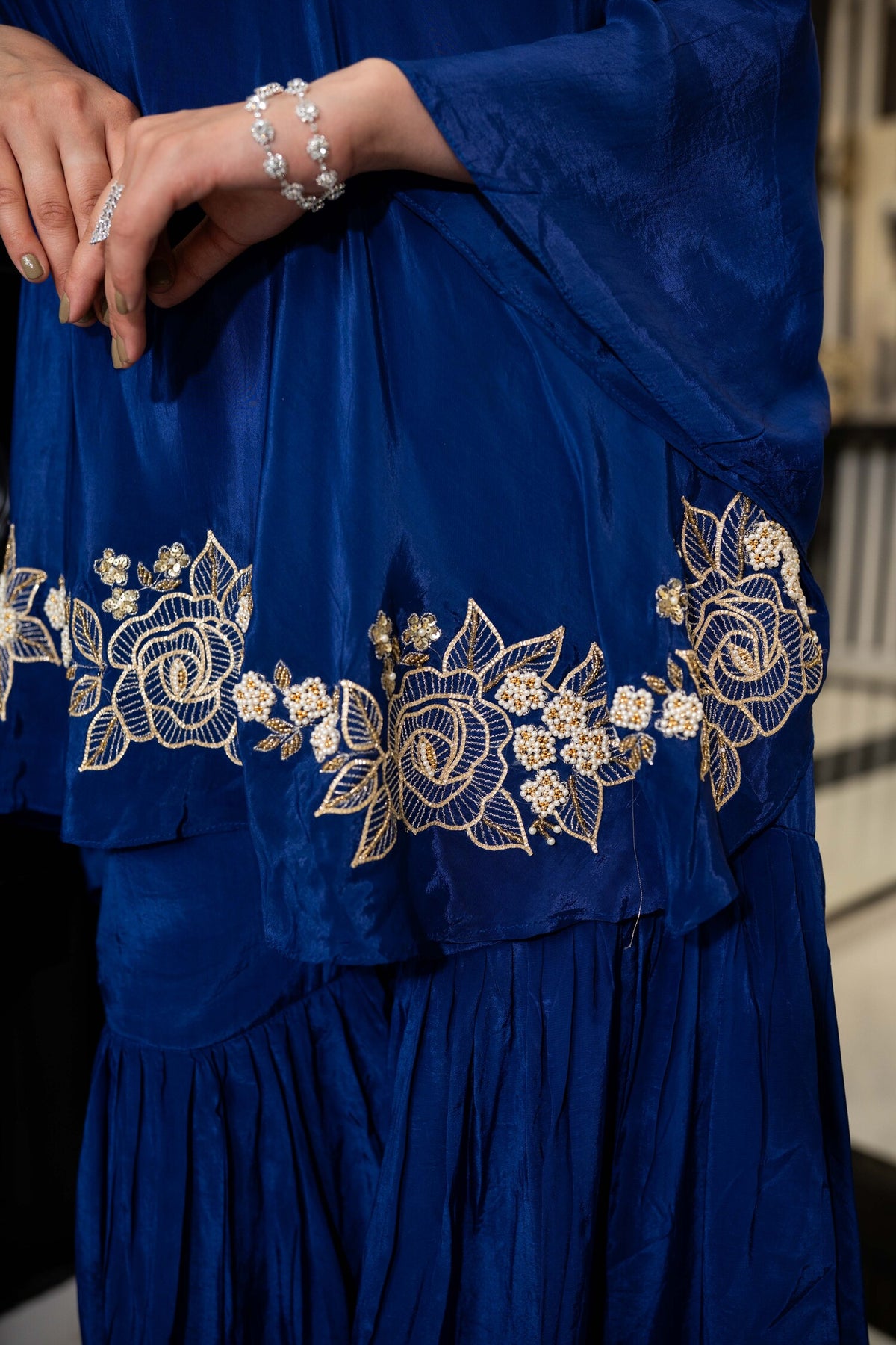 Sapphire Blossom Kaftan Set
