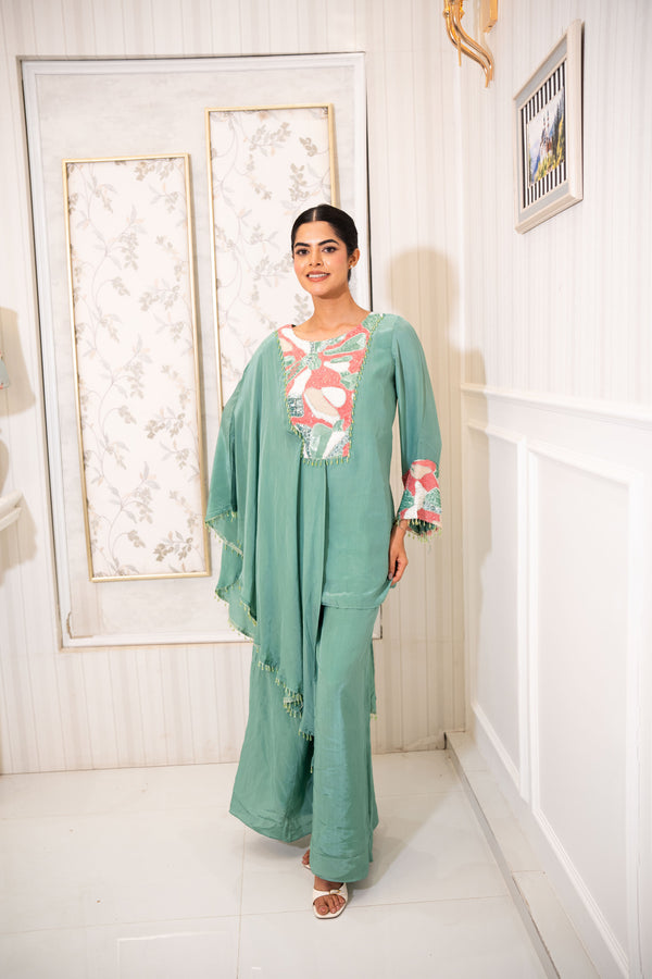 Aqua Celeste Drape Saree Gown