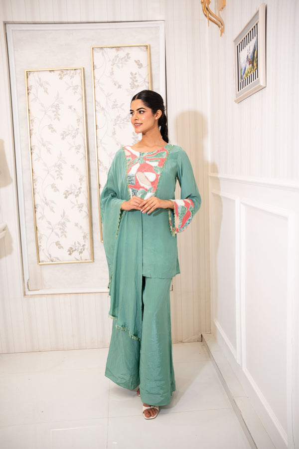 Aqua Celeste Drape Saree Gown