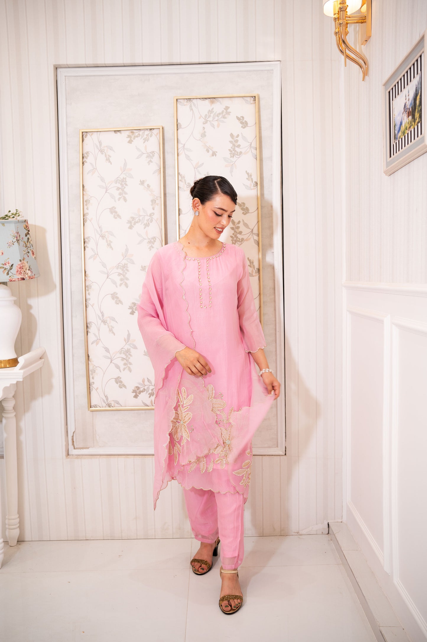 Rose Petal Embroidered Set