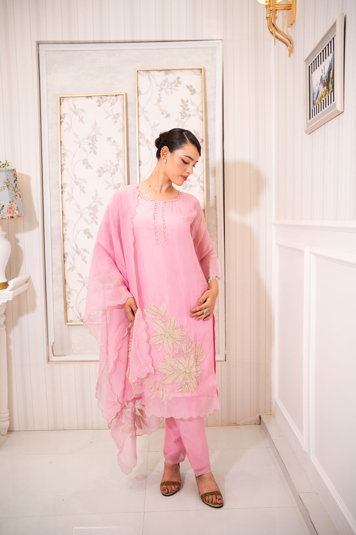 Rose Petal Embroidered Set