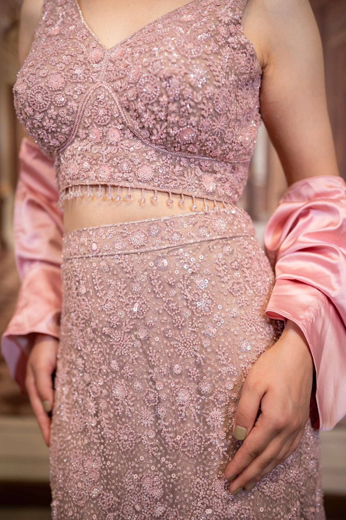 Antique Rose Mermaid Lehenga