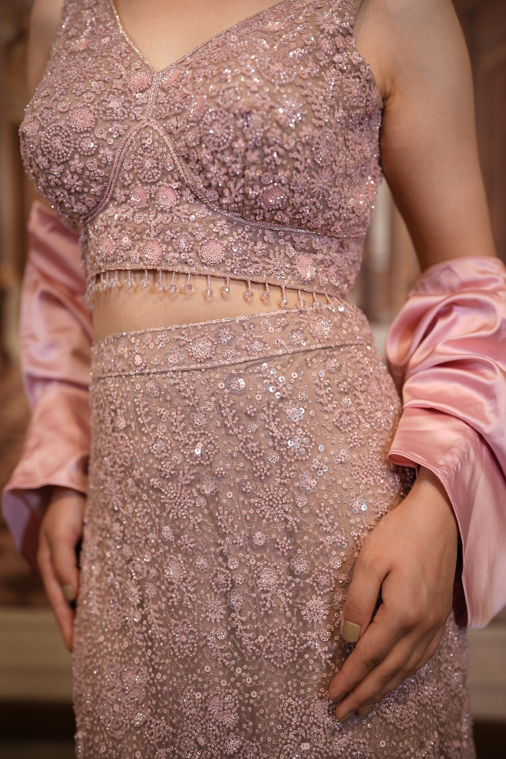 Rose Stardust Lehenga