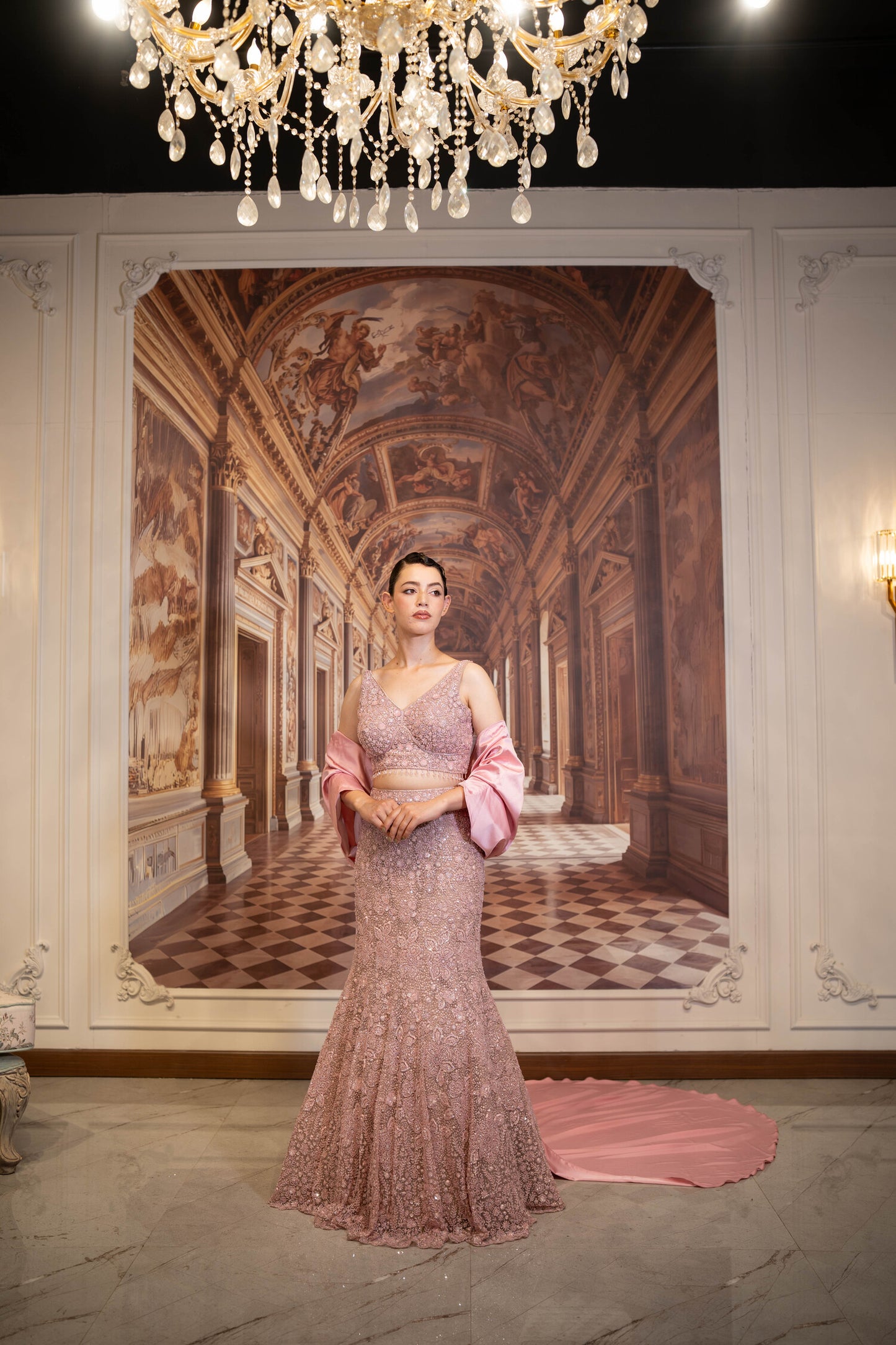 Antique Rose Mermaid Lehenga