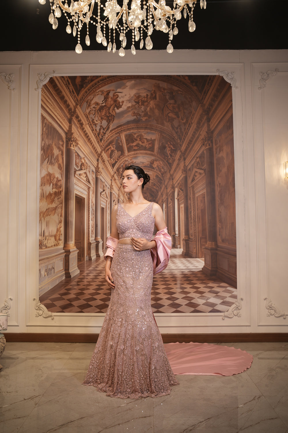 Rose Stardust Lehenga