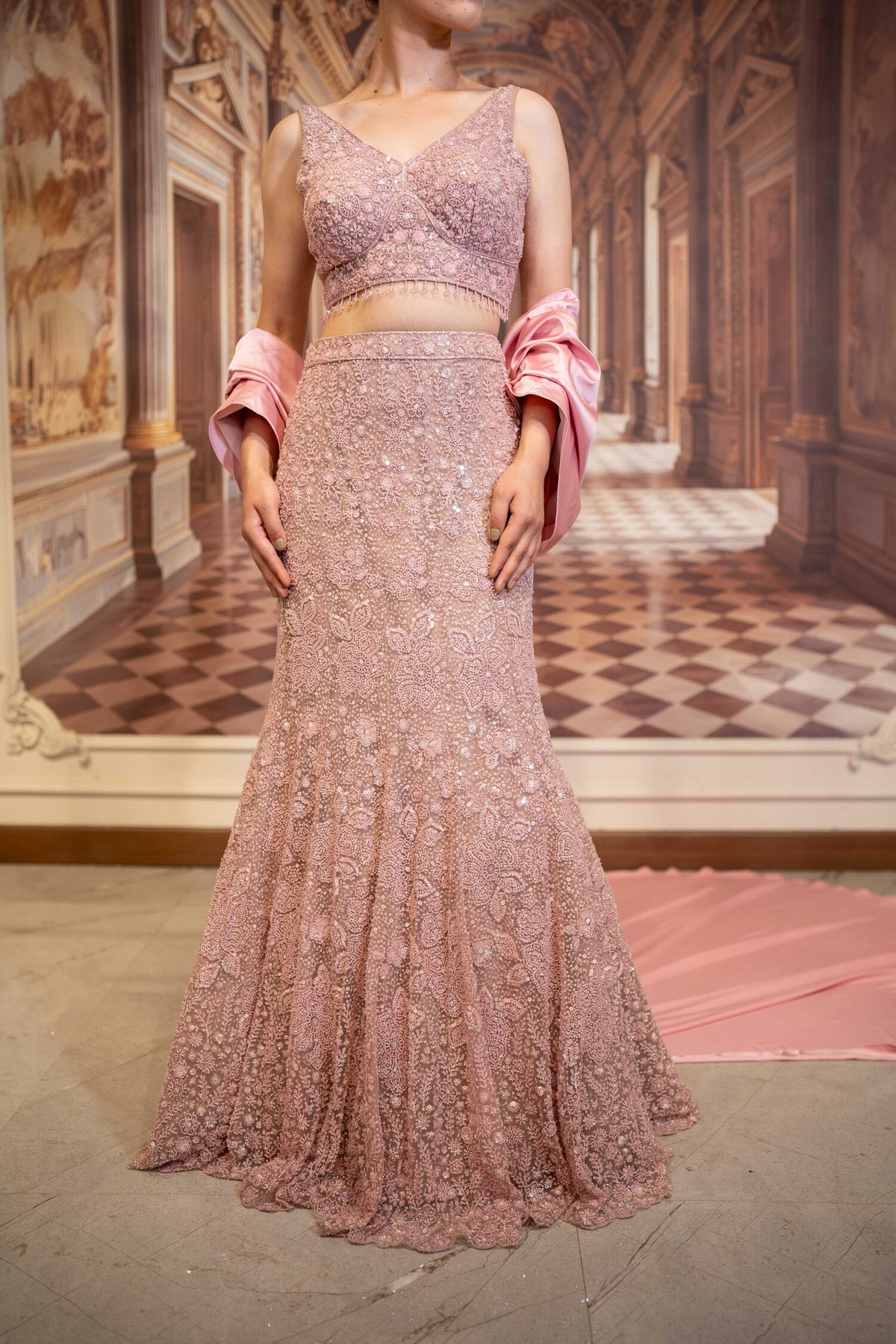 Antique Rose Mermaid Lehenga