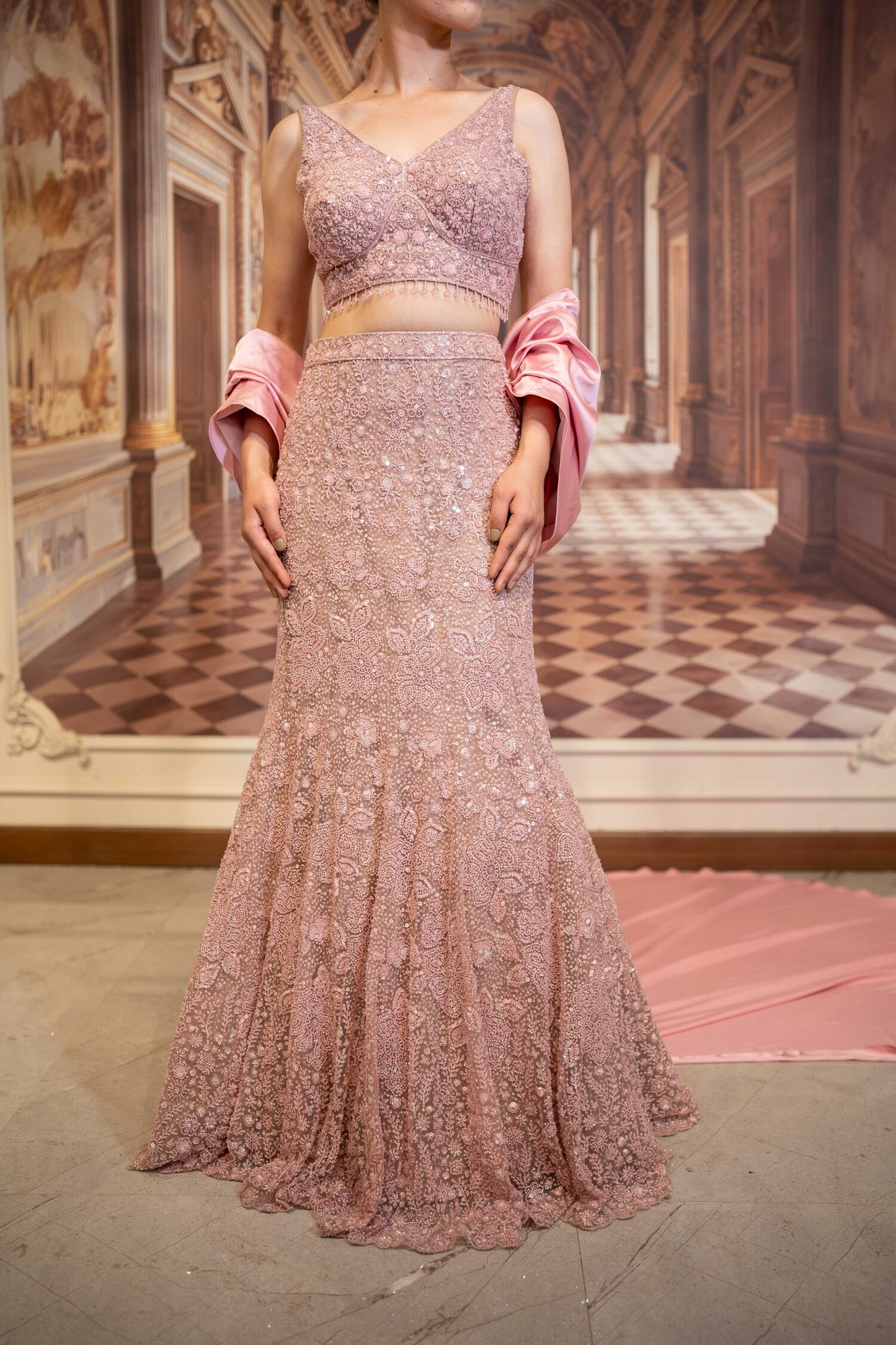 Antique Rose Mermaid Lehenga