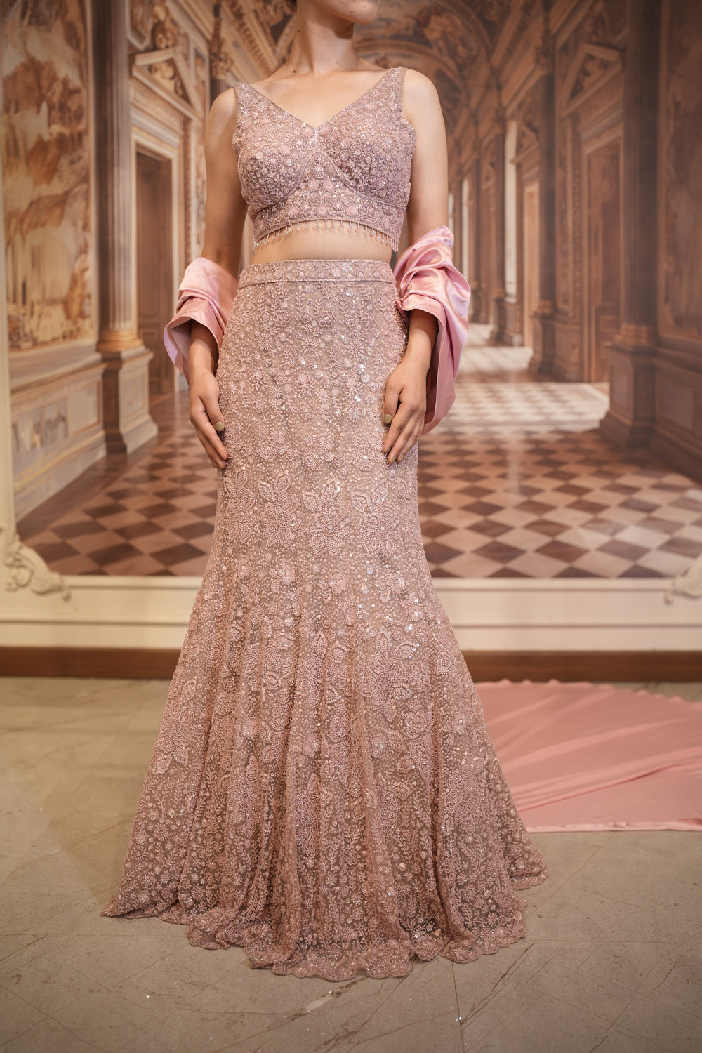 Rose Stardust Lehenga