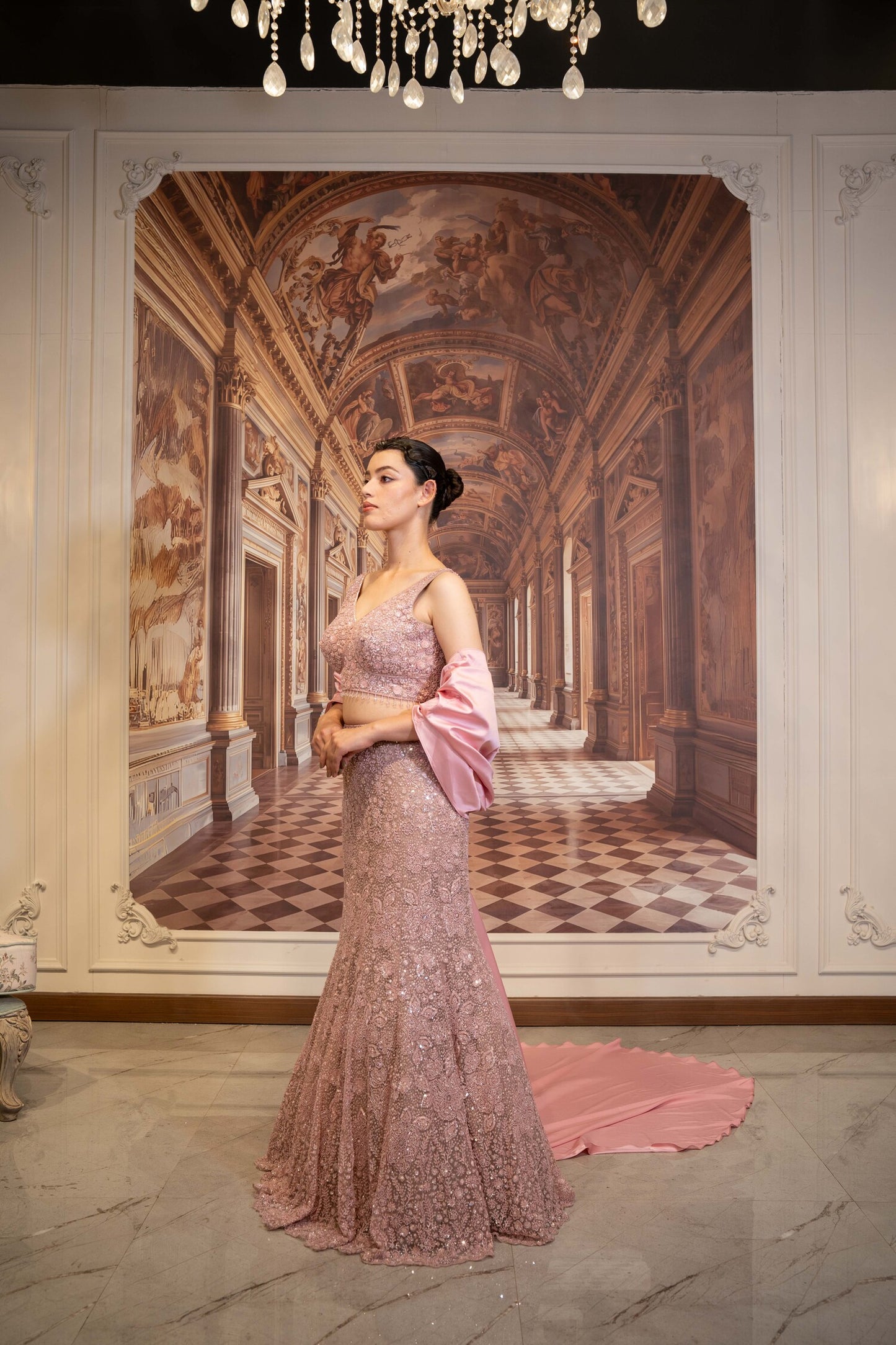 Antique Rose Mermaid Lehenga