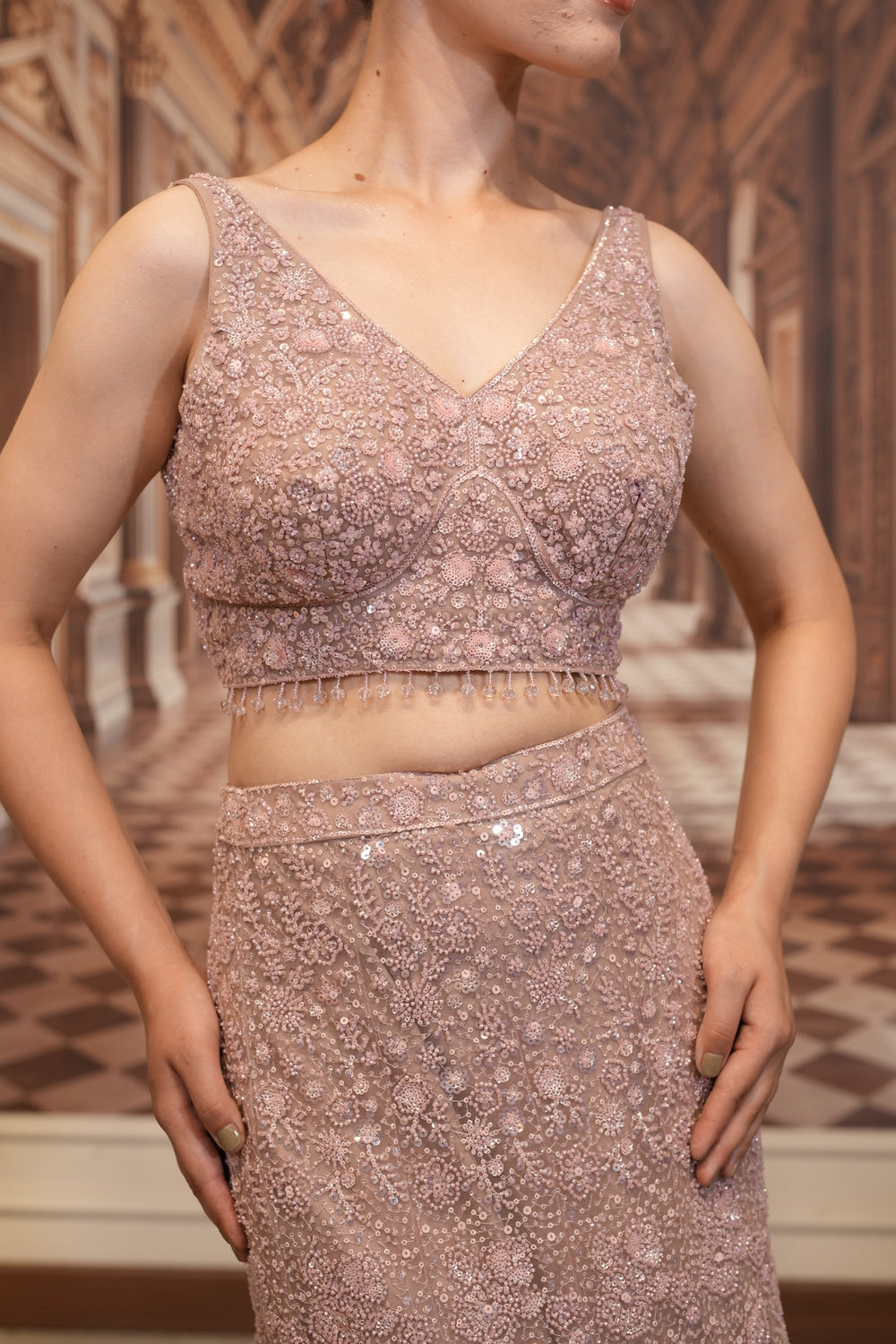 Rose Stardust Lehenga
