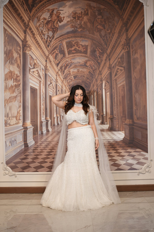 Ivory Plume Bridal Lehenga