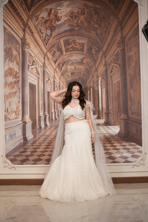 Ivory Plume Bridal Lehenga