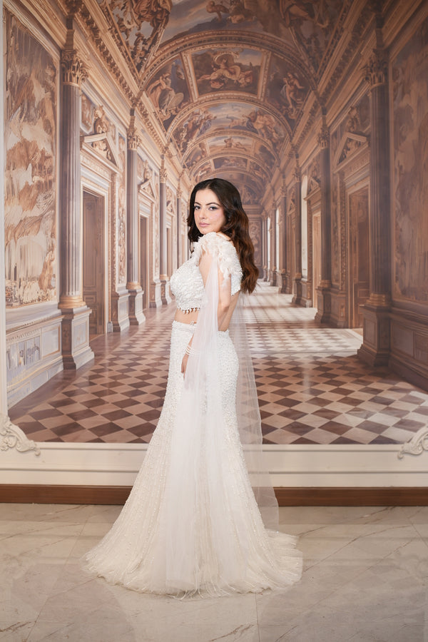 Ivory Plume Bridal Lehenga