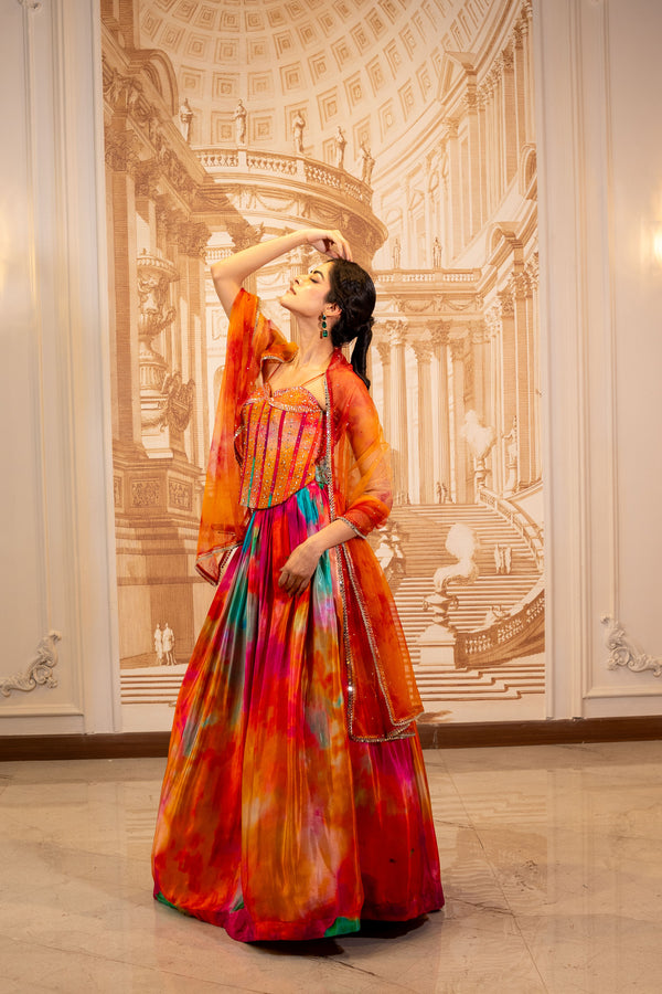 Wildfire Ombre Corset Lehenga