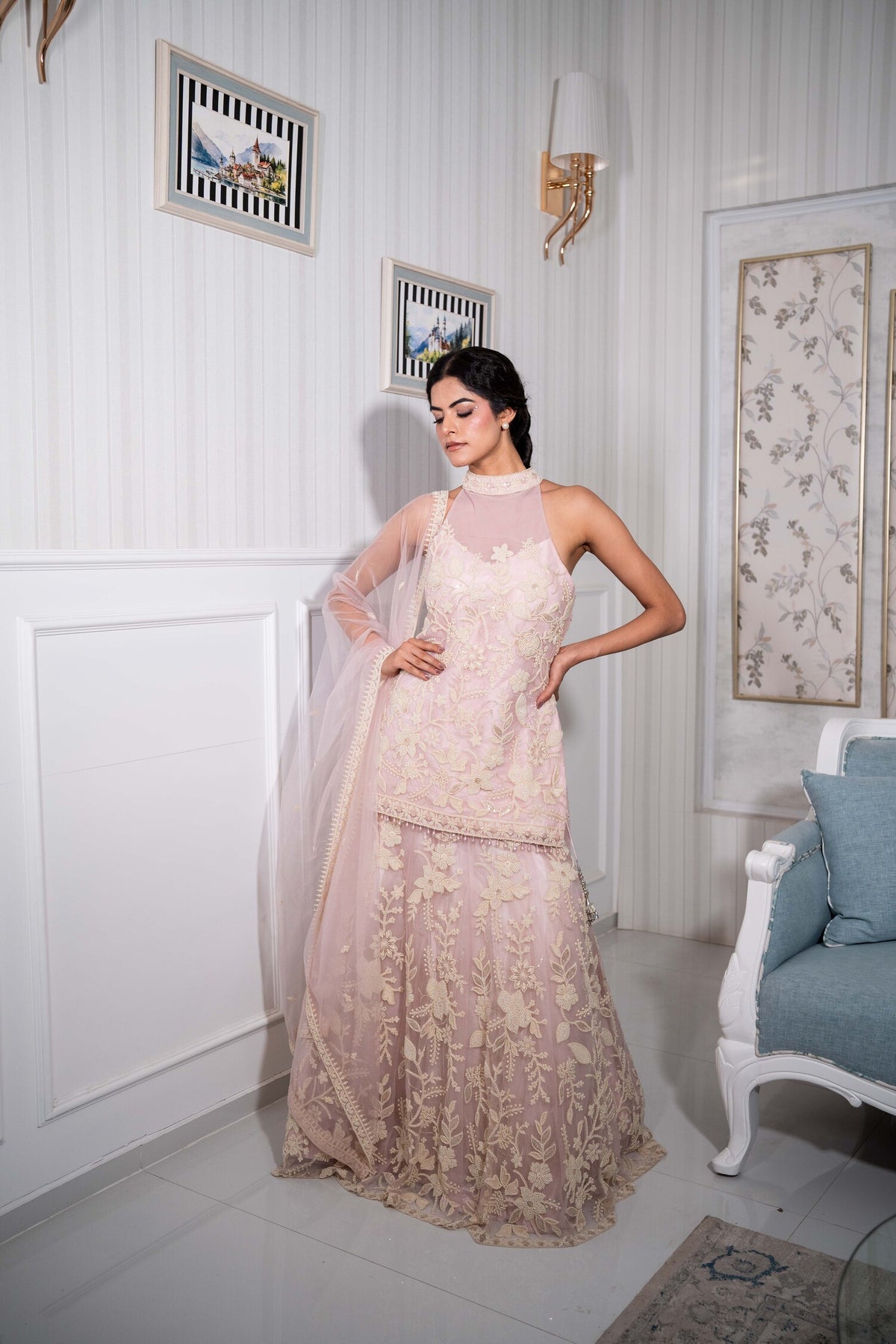 Blush Garden Sharara Set