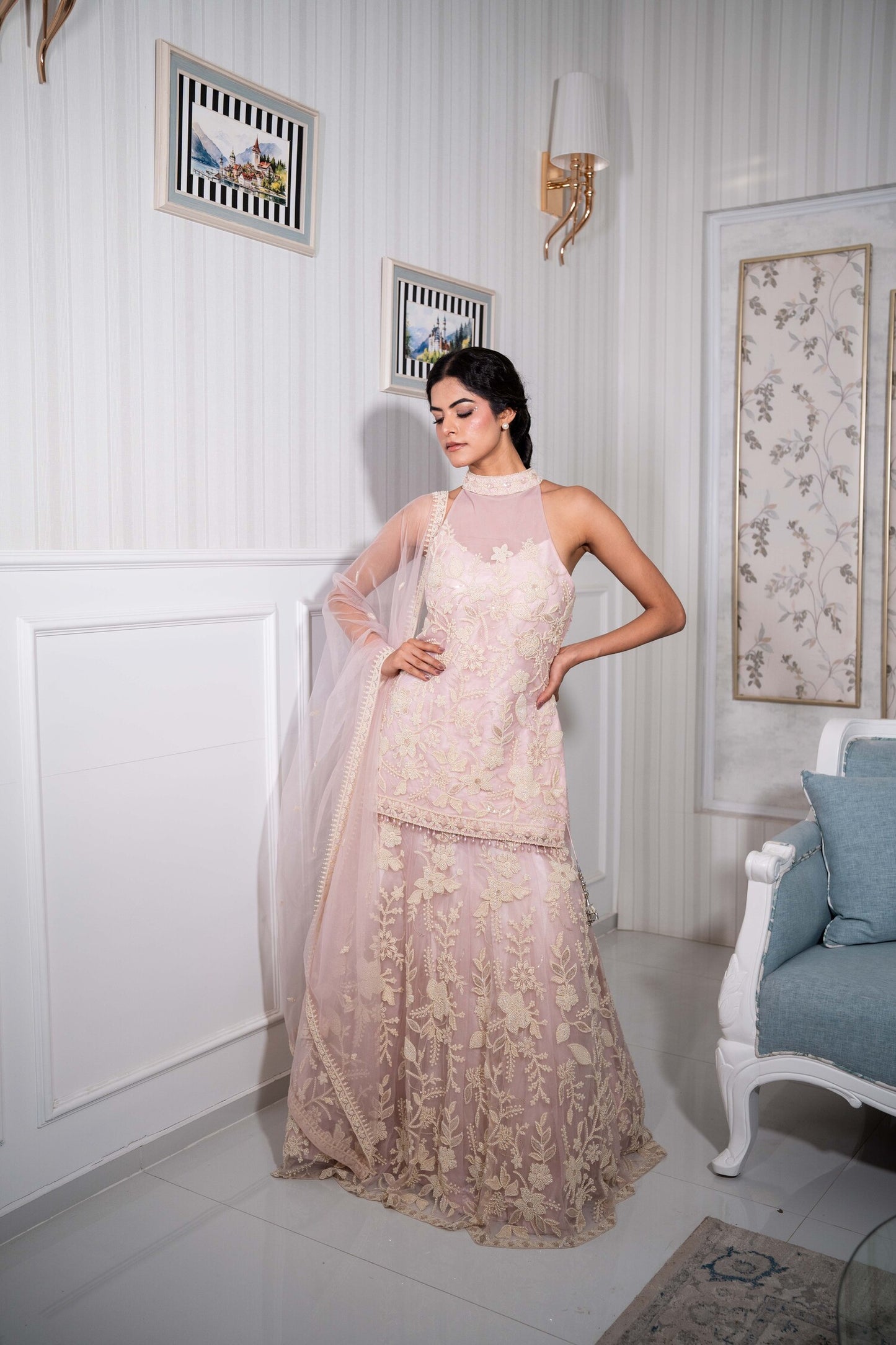 Blush Garden Sharara Set